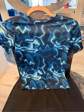 Athletic Works Blue and Black Marble-Print Performance Tee